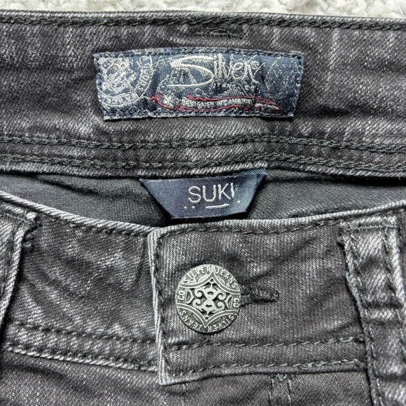 Silver Jeans Womens 28 Suki Mid Rise Skinny Black Denim Streetwear Party Night - Picture 2 of 6